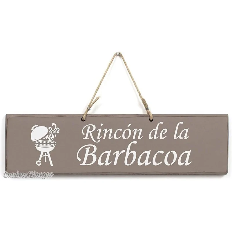 Cartel artesanal rincón de la barbacoa Arte y decoración Adornos Pared y Decoración madera Artesanal 